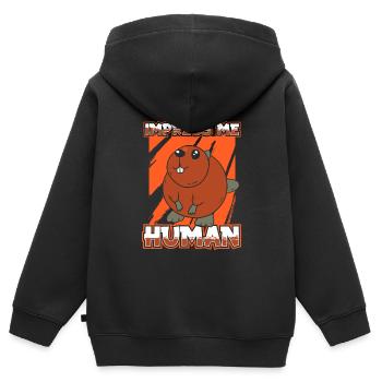 Biber - Kinder Premium Organic Zip Hoodie - Schwarz - Hinten - AI Model Kid Male (0cm)