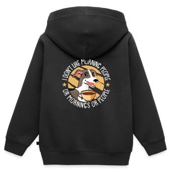Chien Greyhound - Sweat Premium à capuche zippé enfant bio - noir - Dos - AI Model Kid Male (0cm)