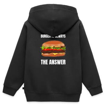 Burger Is Always The Answer - Kids Premium Organic Zip-up Hoodie - black - Back - AI Model Kid Male (0cm)
