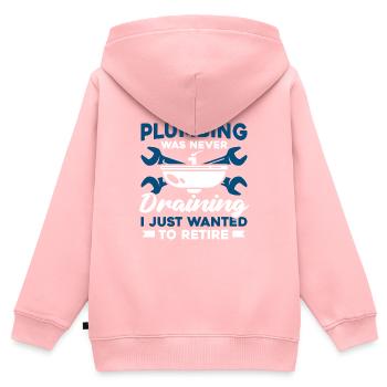 Plombier Ingénieur sanitaire Chauffagiste Mécanicien d’usine - Sweat Premium à capuche zippé enfant bio - rose - Dos - AI Model Kid Female (0cm)