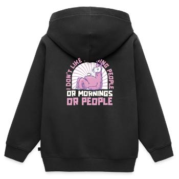 Lama Llama Alpaga - Sweat Premium à capuche zippé enfant bio - noir - Dos - AI Model Kid Male (0cm)