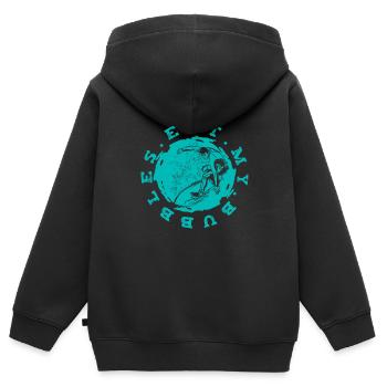 Surf Surfer Surfer - Sweat Premium à capuche zippé enfant bio - noir - Dos - AI Model Kid Male (0cm)