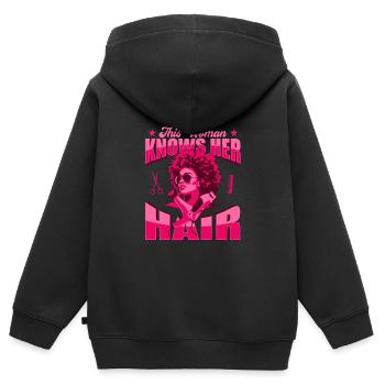 Coiffeur Coiffeur Coiffure Coiffure Coiffure Coiffure - Sweat Premium à capuche zippé enfant bio - noir - Dos - AI Model Kid Male (0cm)