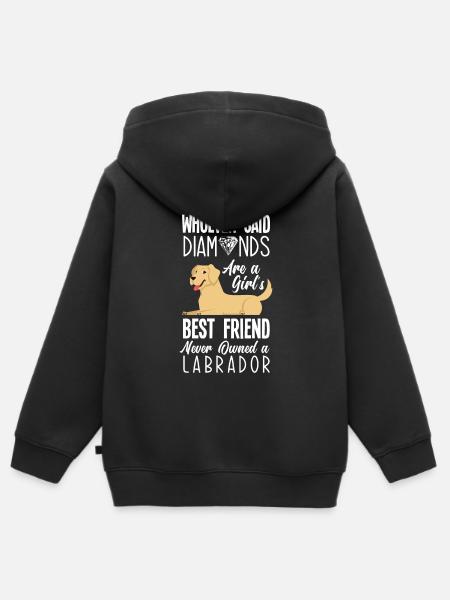 Labrador - Premium børne zip-hættetrøje økologisk - sort