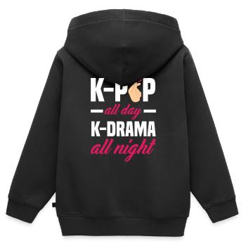 K-Pop K-Drama Koreanische Popmusik - Kinder Premium Organic Zip Hoodie - Schwarz - Hinten - AI Model Kid Male (0cm)