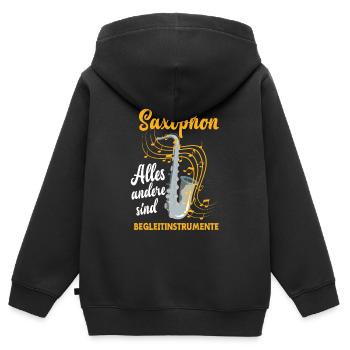 Saxophon Saxophon Saxophon - Kinder Premium Organic Zip Hoodie - Schwarz - Hinten - AI Model Kid Male (0cm)