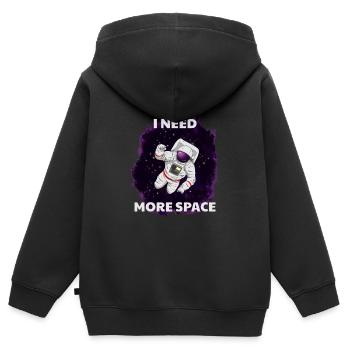 J’ai besoin de plus d’espace Weltraum Astronaute - Sweat Premium à capuche zippé enfant bio - noir - Dos - AI Model Kid Male (0cm)