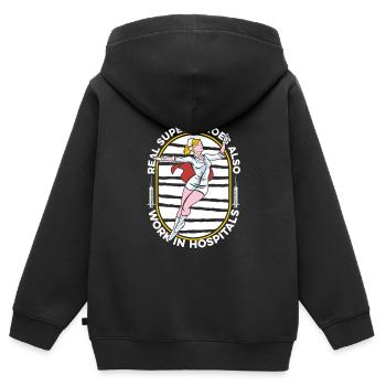 Infirmier - Sweat Premium à capuche zippé enfant bio - noir - Dos - AI Model Kid Male (0cm)