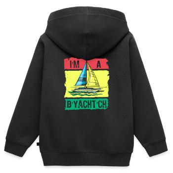 Seglen Segelboot Segler - Kinder Premium Organic Zip Hoodie - Schwarz - Hinten - AI Model Kid Male (0cm)