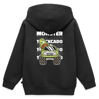 Monstertruck - Kinder Premium Organic Zip Hoodie - Schwarz - Hinten - AI Model Kid Male (0cm)