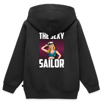 Seglen Segelboot Segler - Kinder Premium Organic Zip Hoodie - Schwarz - Hinten - AI Model Kid Male (0cm)