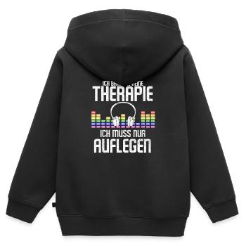 Ich Brauche Keine Therapie Ich Muss Nur Auflegen - Kinder Premium Organic Zip Hoodie - Schwarz - Hinten - AI Model Kid Male (0cm)