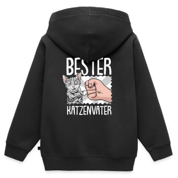 Katze Mietzekatze Hauskatze - Kinder Premium Organic Zip Hoodie - Schwarz - Hinten - AI Model Kid Male (0cm)