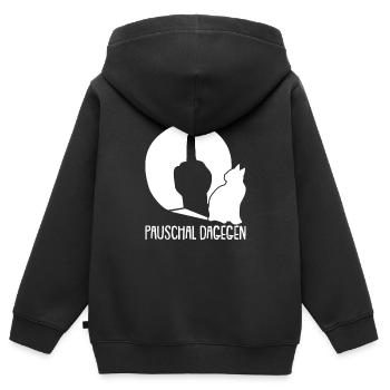 Katze Mietzekatze Hauskatze - Kinder Premium Organic Zip Hoodie - Schwarz - Hinten - AI Model Kid Male (0cm)