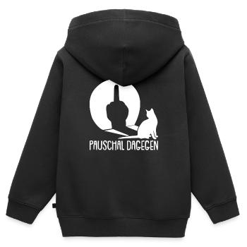 Katze Mietzekatze Hauskatze - Kinder Premium Organic Zip Hoodie - Schwarz - Hinten - AI Model Kid Male (0cm)