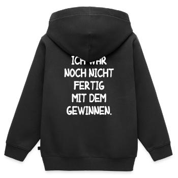 Gewinnen Erfolgreich Gewinn Lustiger Spruch Fun - Kinder Premium Organic Zip Hoodie - Schwarz - Hinten - AI Model Kid Male (0cm)