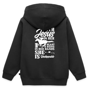 Lustige Pferderennen Pferderennen Geschenkidee - Kinder Premium Organic Zip Hoodie - Schwarz - Hinten - AI Model Kid Male (0cm)