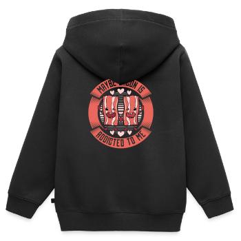 Bacon Bacon Petit déjeuner - Sweat Premium à capuche zippé enfant bio - noir - Dos - AI Model Kid Male (0cm)