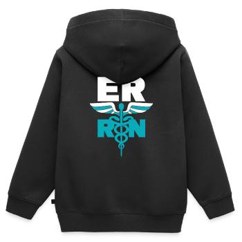 Infirmier - Sweat Premium à capuche zippé enfant bio - noir - Dos - AI Model Kid Male (0cm)