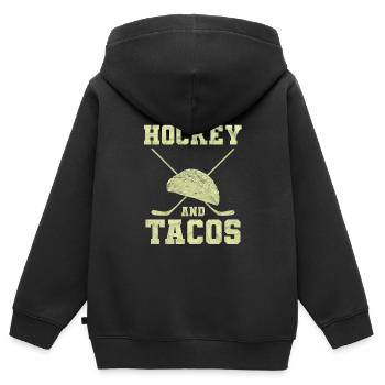 Hockey And Tacos - Kinder Premium Organic Zip Hoodie - Schwarz - Hinten - AI Model Kid Male (0cm)