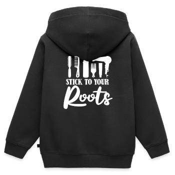 Coiffeur Coiffeur Coiffure Coiffure Coiffure Coiffure - Sweat Premium à capuche zippé enfant bio - noir - Dos - AI Model Kid Male (0cm)