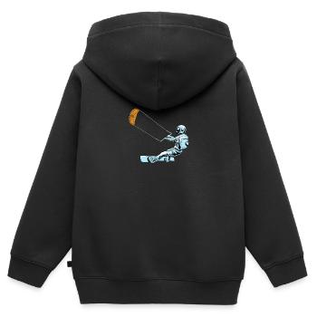 Kitesurfen Kiteboarding Kite Kiten - Kinder Premium Organic Zip Hoodie - Schwarz - Hinten - AI Model Kid Male (0cm)