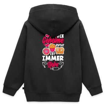 Die Geheime Zutat Ist Immer Liebe Lustiges Backen - Kinder Premium Organic Zip Hoodie - Schwarz - Hinten - AI Model Kid Male (0cm)