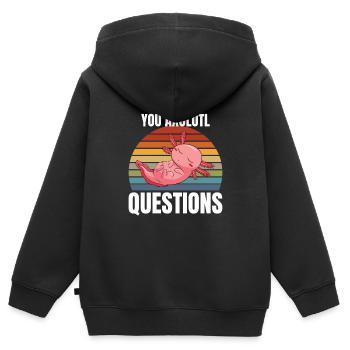 Vous Axolotl Questions - Sweat Premium à capuche zippé enfant bio - noir - Dos - AI Model Kid Male (0cm)