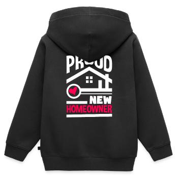Cadeau d’achat de maison de propriétaire - Sweat Premium à capuche zippé enfant bio - noir - Dos - AI Model Kid Male (0cm)