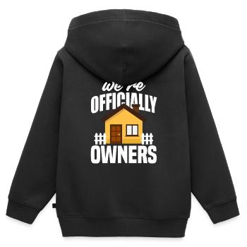 Cadeau d’achat de maison de propriétaire - Sweat Premium à capuche zippé enfant bio - noir - Dos - AI Model Kid Male (0cm)