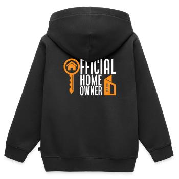 Cadeau d’achat de maison de propriétaire - Sweat Premium à capuche zippé enfant bio - noir - Dos - AI Model Kid Male (0cm)