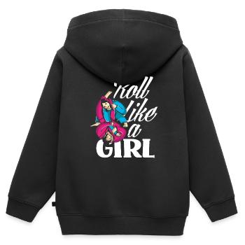 Jiu Jitsu Jiu Jitsu Jiu Jitsu - Sweat Premium à capuche zippé enfant bio - noir - Dos - AI Model Kid Male (0cm)