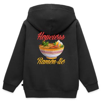 Drôle de cadeau Ramen - Sweat Premium à capuche zippé enfant bio - noir - Dos - AI Model Kid Male (0cm)