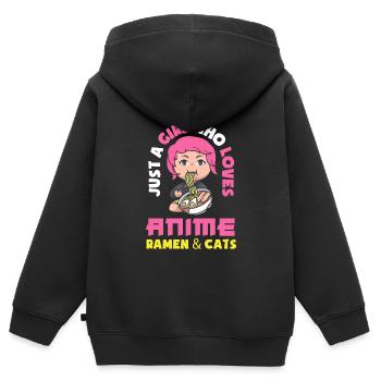 Seulement une fille qui aime anime Ramen Cats - Sweat Premium à capuche zippé enfant bio - noir - Dos - AI Model Kid Male (0cm)