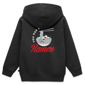 Drôle de cadeau Ramen - Sweat Premium à capuche zippé enfant bio - noir - Dos - AI Model Kid Male (0cm)