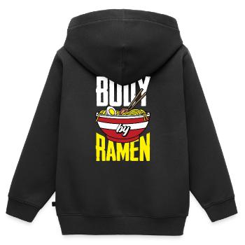 Drôle de ramen Lover Cadeau - Sweat Premium à capuche zippé enfant bio - noir - Dos - AI Model Kid Male (0cm)