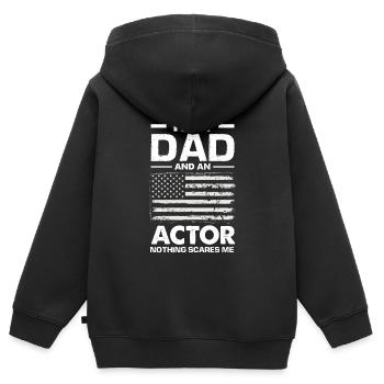 Drôle d’acteur Actrice Cadeau - Sweat Premium à capuche zippé enfant bio - noir - Dos - AI Model Kid Male (0cm)