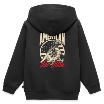 Jiu Jitsu Jiu Jitsu Jiu Jitsu - Sweat Premium à capuche zippé enfant bio - noir - Dos - AI Model Kid Male (0cm)