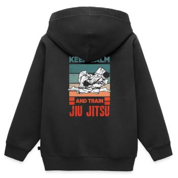 Jiu Jitsu Jiu Jitsu Jiu Jitsu - Sweat Premium à capuche zippé enfant bio - noir - Dos - AI Model Kid Male (0cm)