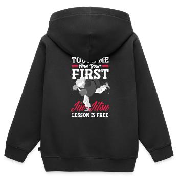 Jiu Jitsu Jiu Jitsu Jiu Jitsu - Sweat Premium à capuche zippé enfant bio - noir - Dos - AI Model Kid Male (0cm)