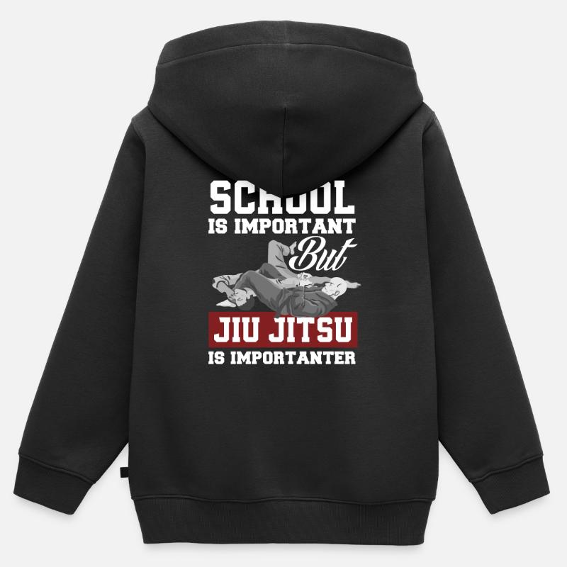 Jiu Jitsu Jiu Jitsu Jiu Jitsu - Premium børne zip-hættetrøje økologisk - sort