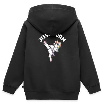 Jiu Jitsu Jiu Jitsu Jiu Jitsu - Sweat Premium à capuche zippé enfant bio - noir - Dos - AI Model Kid Male (0cm)