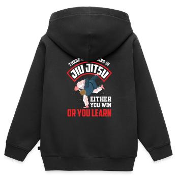 Jiu Jitsu Jiu Jitsu Jiu Jitsu - Sweat Premium à capuche zippé enfant bio - noir - Dos - AI Model Kid Male (0cm)