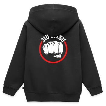 Jiu Jitsu Jiu Jitsu Jiu Jitsu - Sweat Premium à capuche zippé enfant bio - noir - Dos - AI Model Kid Male (0cm)