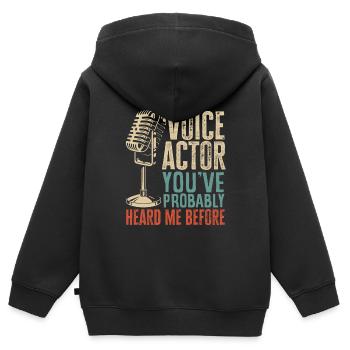 Drôle d’acteur Actrice Cadeau - Sweat Premium à capuche zippé enfant bio - noir - Dos - AI Model Kid Male (0cm)