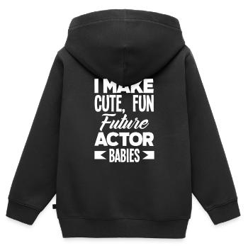 Drôle d’acteur Actrice Cadeau - Sweat Premium à capuche zippé enfant bio - noir - Dos - AI Model Kid Male (0cm)