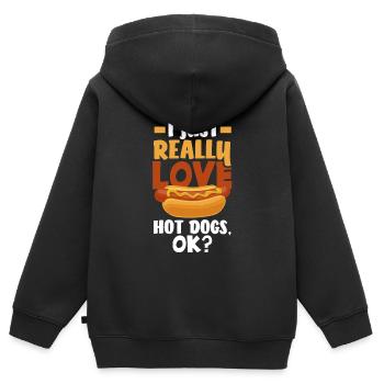 Hot Dog Hot Dogs Liebhaber Geschenk - Kinder Premium Organic Zip Hoodie - Schwarz - Hinten - AI Model Kid Male (0cm)