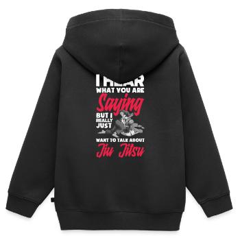 Jiu Jitsu Jiu Jitsu Jiu Jitsu - Sweat Premium à capuche zippé enfant bio - noir - Dos - AI Model Kid Male (0cm)