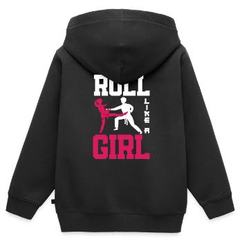 Jiu Jitsu Jiu Jitsu Jiu Jitsu - Sweat Premium à capuche zippé enfant bio - noir - Dos - AI Model Kid Male (0cm)