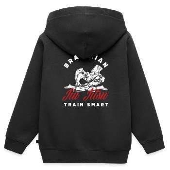 Jiu Jitsu Jiu Jitsu Jiu Jitsu - Sweat Premium à capuche zippé enfant bio - noir - Dos - AI Model Kid Male (0cm)